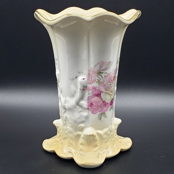 Old Foley by James Kent Yellow White Pink Rose Bouquet Ceramic Vase - Picture 10 of 13